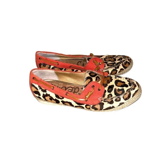 Sam Edelman Sebastian Brown Leopard Print Slip On Boho Preppy Loafers Size 10 - Picture 1 of 8